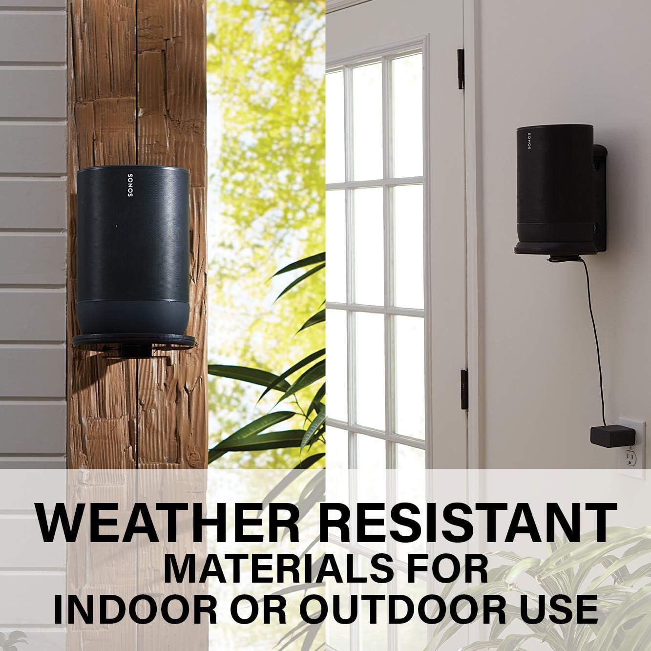 Sanus Indoor & Outdoor Mount Designed for Sonos Move Speaker -Save Shelf & Table Space-Weather Resistant - WSSMM1-B2 (Black)