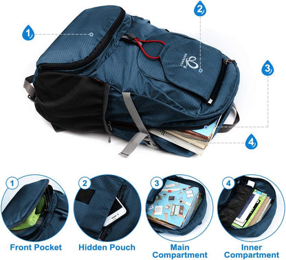 WATERFLY Hiking Backpack 20L Foldable Travel Backpack Lightweight Hiking Daypack for Outdoor Cycling Camping