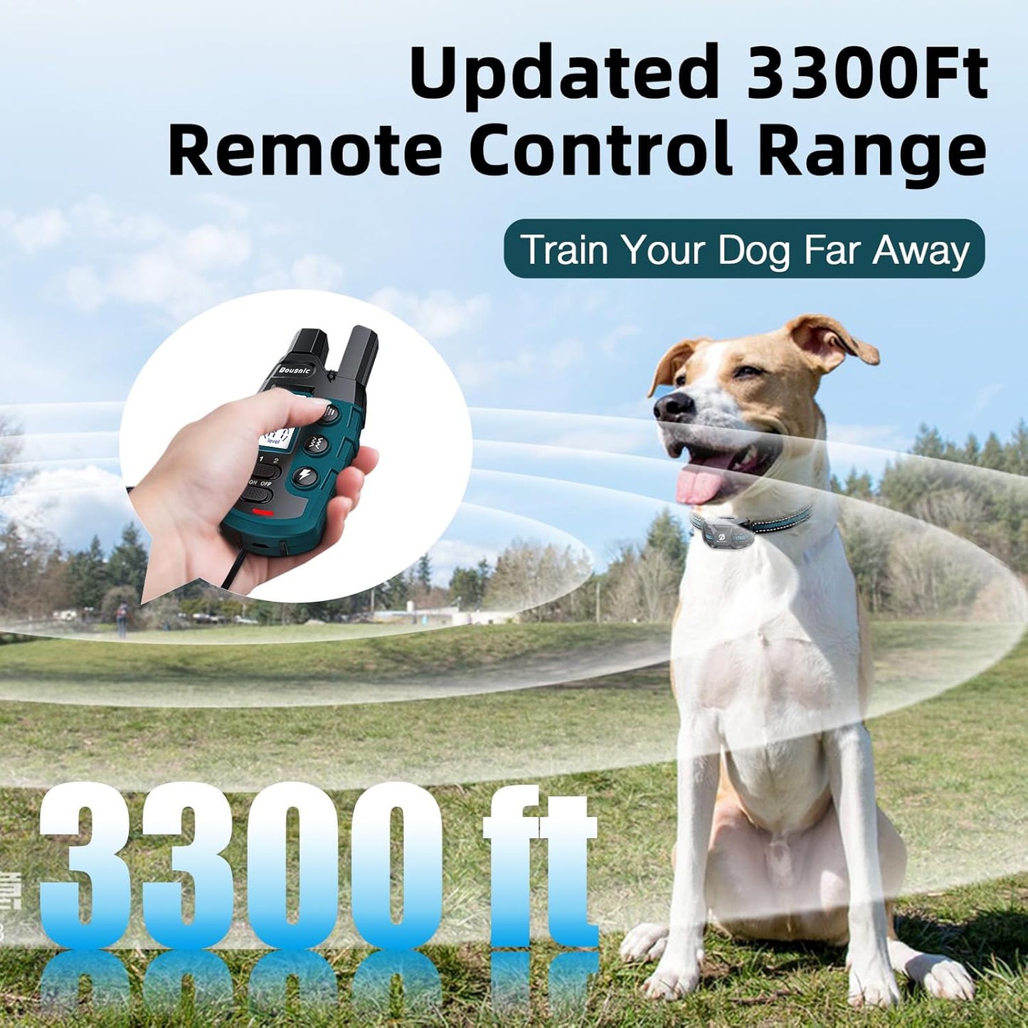 Bousnic Dog Shock Collar - 3300Ft Dog Training Collar with Remote for 5-120lbs Small Medium Large Dogs Rechargeable Waterproof e Collar with Beep (1-8), Vibration(1-16), Safe Shock(1-99) (Orange)