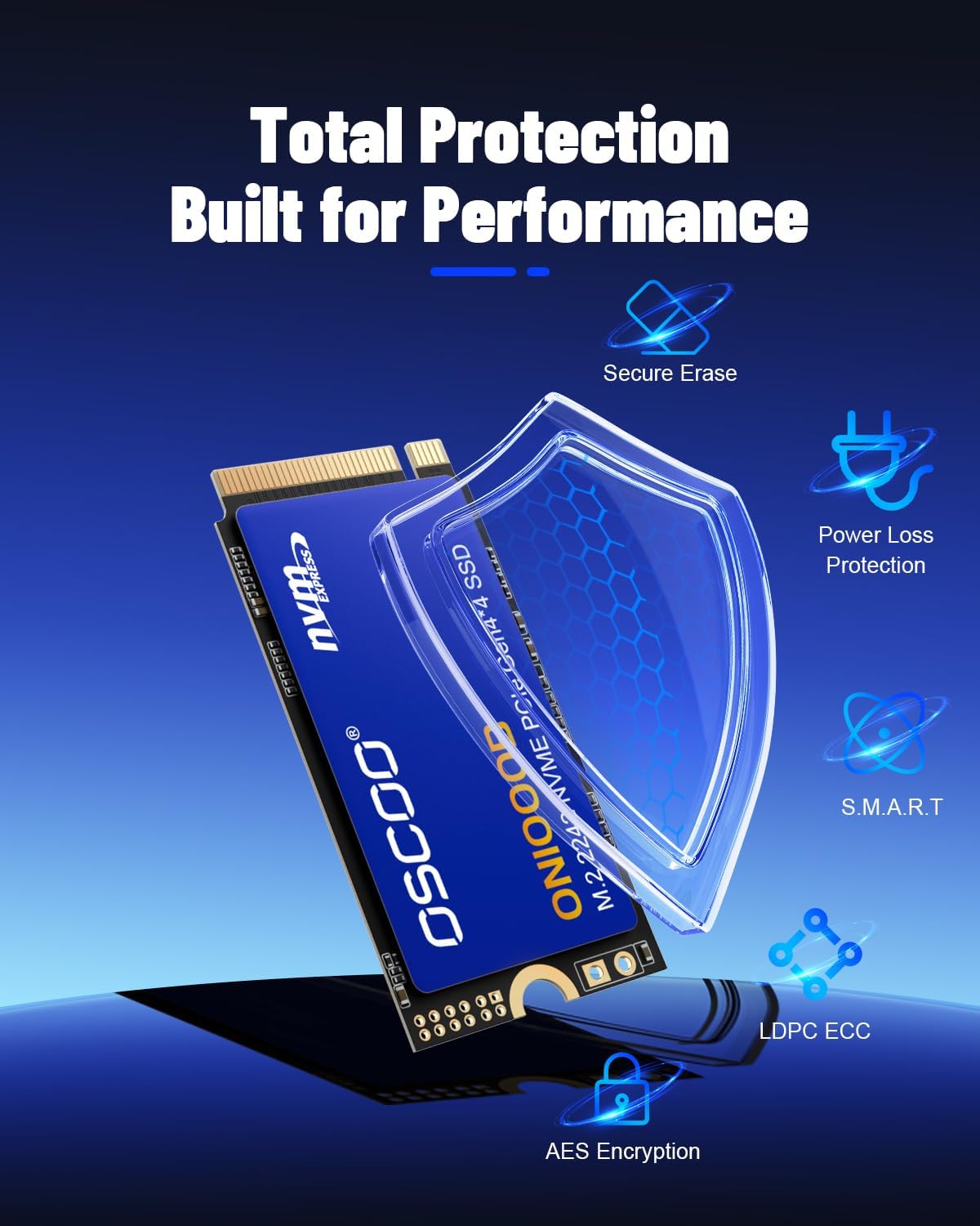 OSCOO 1TB NVMe SSD – M.2 2242 PCIe Gen4x4 Internal Solid State Drive, Up to 5400MB/s Read & 4900MB/s Write, 3D NAND, Compact High-Speed Storage for Ultrabooks, Mini PCs, Embedded Systems - ON1000B