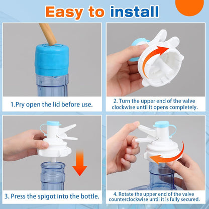 Eazmate Metal 5 Gallon Water Jug Stand Dispenser with 2.15 Inch Dustproof Valve, Non-Slip Drinking Water Cooler Rack with Two Reusable Spout