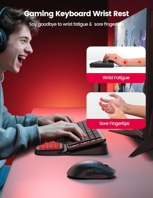 Vaydeer Keyboard Stand with Wrist Rest, Gaming Wrist Support Pad, Ergonomic Hand Rest Arm Soft Memory Foam for Palm Typing Comfort, Tilt Keyboard Riser Holder Lift Computer Desk Accessory Office Home