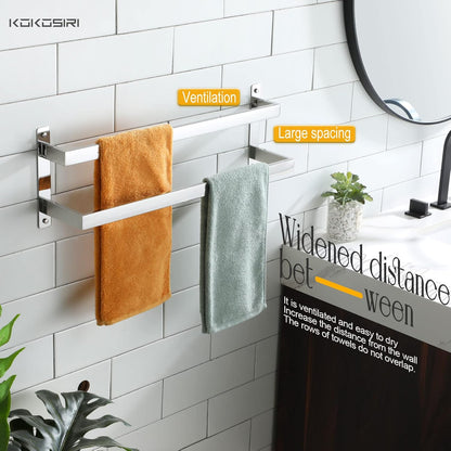 KOKOSIRI Towel Bars Black Bath Towel Holders 20 Inches Bathroom 2-Tiers Ladder Towel Rails Wall Mounted Towels Shelves Rack Stainless Steel, B5008BK-L20