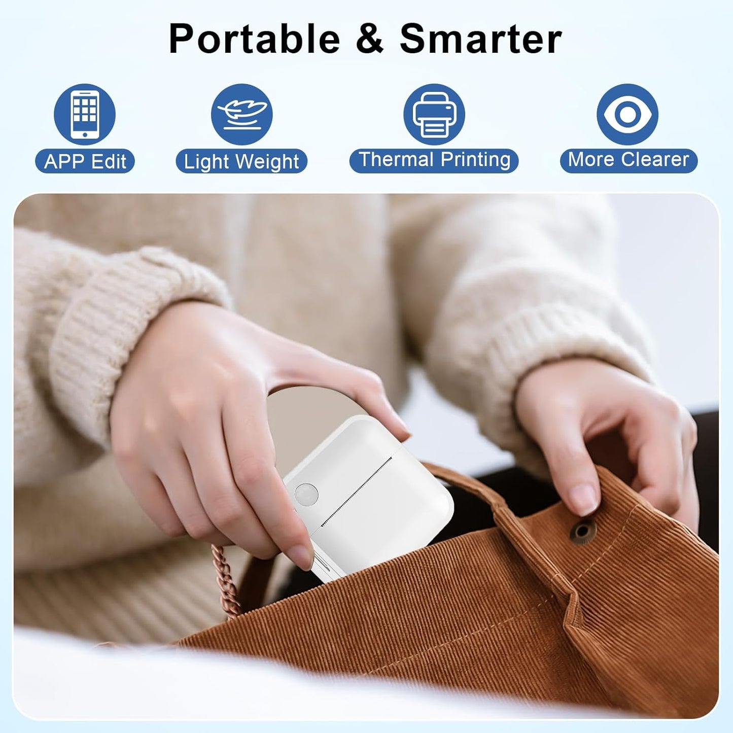 Label Maker Machine with Tape - Thermal Label Printer Bluetooth Label Maker Machine, Mini Printer Sticker Maker for Home, Kitchen, School, Office Organization with 2 Rolls Paper (Green)