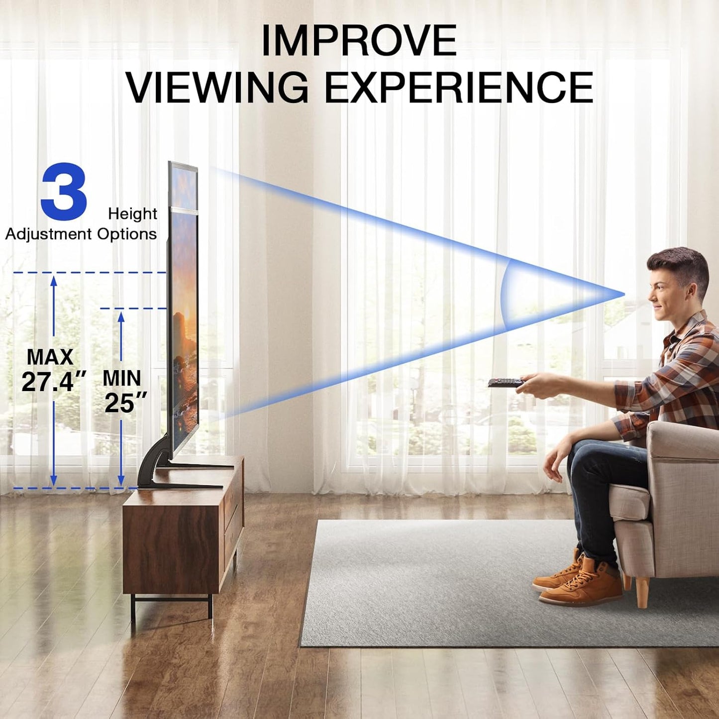Rfiver Universal TV Stand, TV Legs Tabletop for 22 to 65 inch Plasma LCD LED Flat Screen TVs, TV Mount Holds up to 88lbs, Max VESA 800 x 500mm, Height Adjustable TV Base