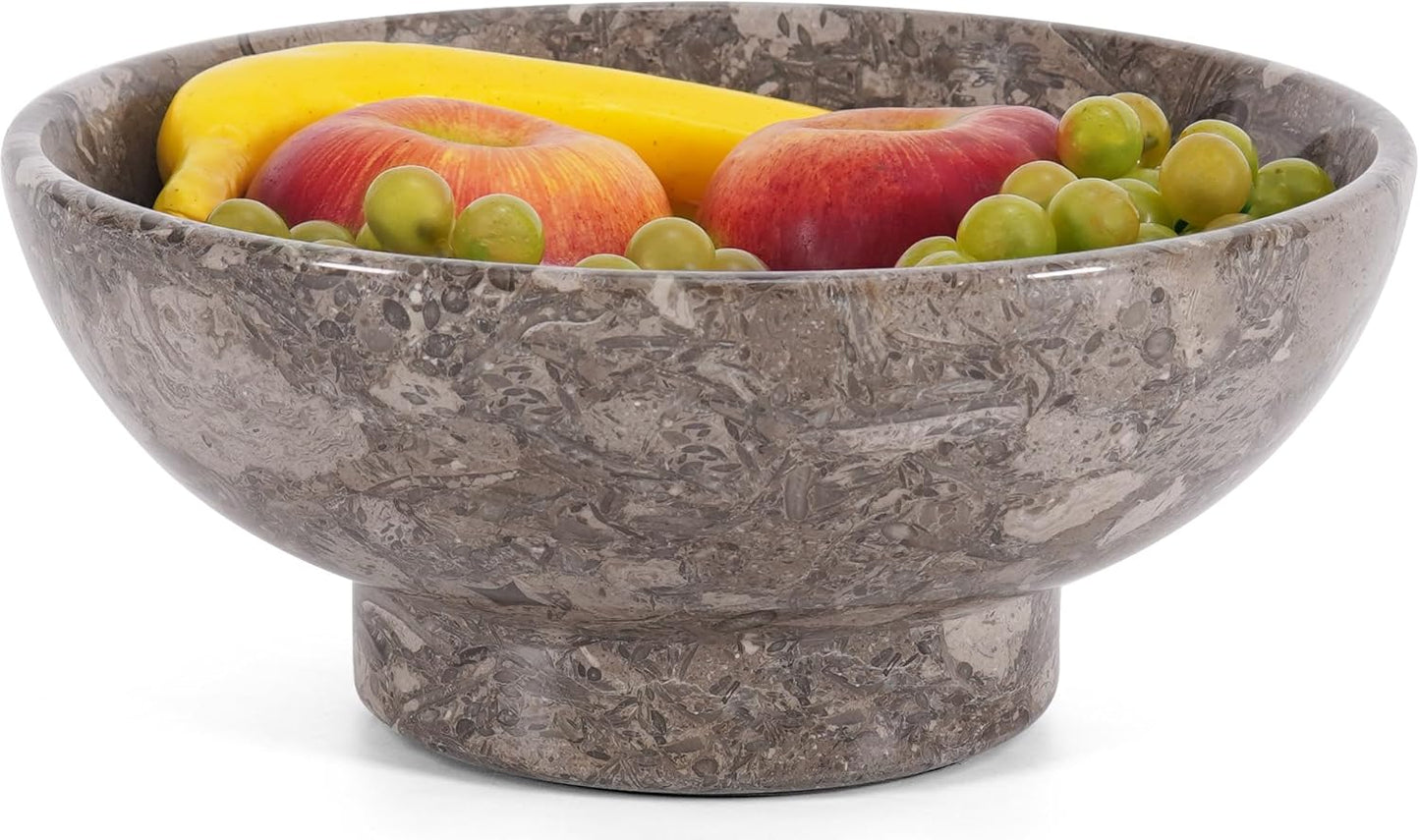 Handmade Marble Fruit Bowl | Decorative Serving Bowl | Kitchen Countertop Bowl | Round Fruit Bowl | Home Décor Bowl - PuriLite