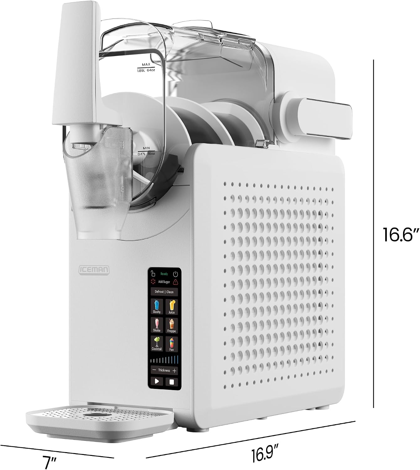 Iceman by Chefman Slush-Ease MAX 90oz Slushie Machine, 64oz Liquid Capacity Frozen Drink Maker & Slushy Machine with 5 Presets and LED Display, Perfect for Frozen Margaritas, Frappes, Smoothies