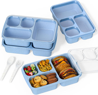 Large Capacity Bento Box for Adults, 4-Piece Set – Stackable Lunch Box with 4 Compartments, Microwave & Dishwasher Safe, Reusable Meal Prep Containers, Snack Containers for Kids & Adults (4 Colors)