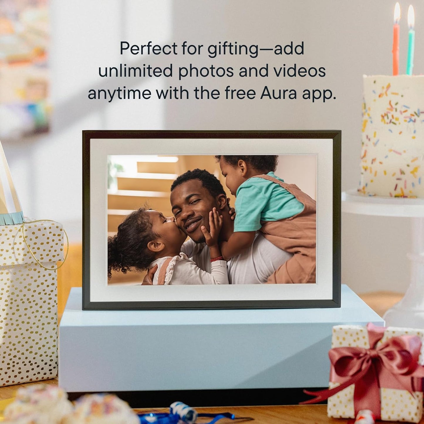 Aura Aspen 12" Digital Photo Frame - Black with Paper Mat