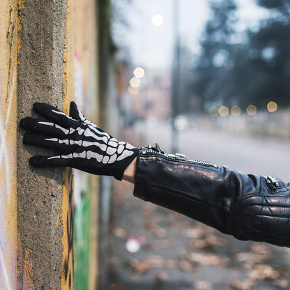 iPobie Skull Face Cover White Skeleton Gloves for Motorcycle Bicycle Half Face Skeleton Cover Halloween Outdoor Sport Headwear