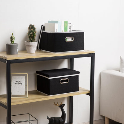 PRANDOM Large Foldable Storage Bin with Lid [1-Pack] Linen Fabric Decorative Storage Box Organizer Containers Basket Cube with Handles Divider for Bedroom Closet Office Living Room (17.7x11.8x11.8")