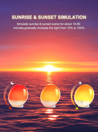Sunrise Alarm Clock for Heavy Sleepers, Smart Wake Up Light with Sunrise/Sunset Simulation, App Controlled, Natural Sounds & FM Radio, 7 Alarms & Snooze, 11 Colors Night Light for Bedroom