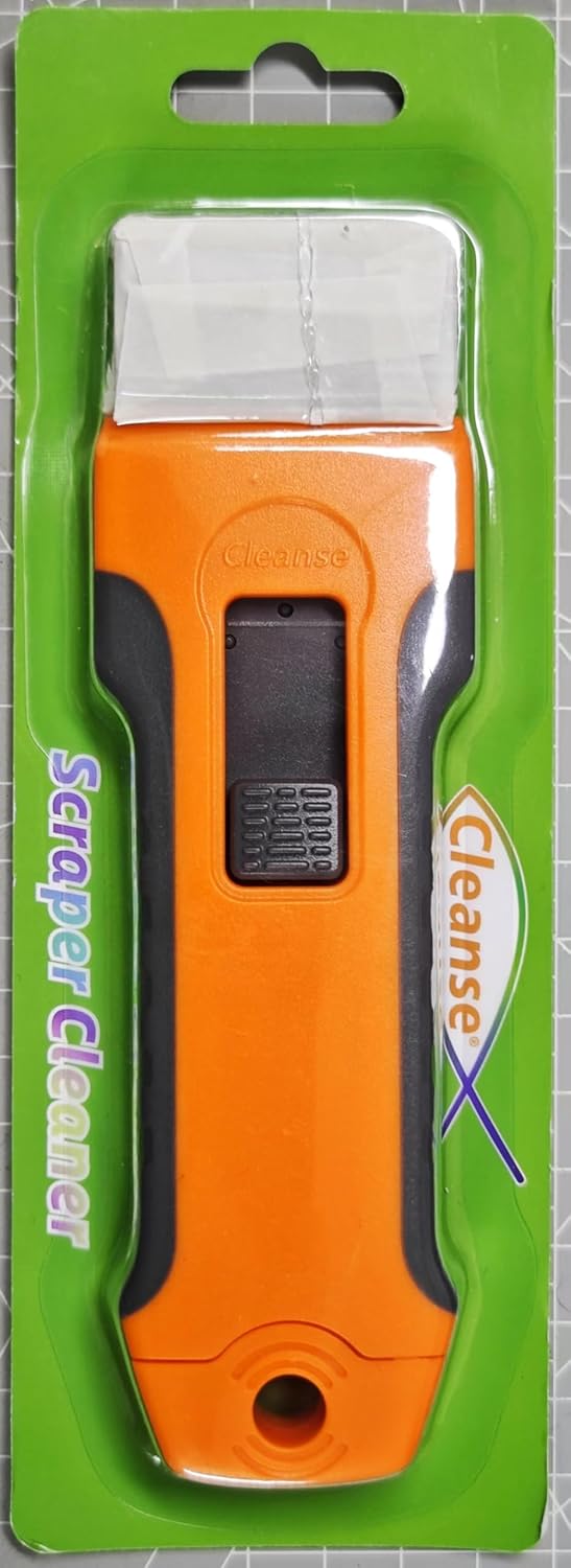Razor Blade Scraper with 15 Spare Replacements - Glass Stove Top, Oven, Cooktop Scraper for Easy & Safe Cleaning, Decal & Sticker Removal, Non-Scratch, Comfortable Grip, Perfect for Home & Auto Use