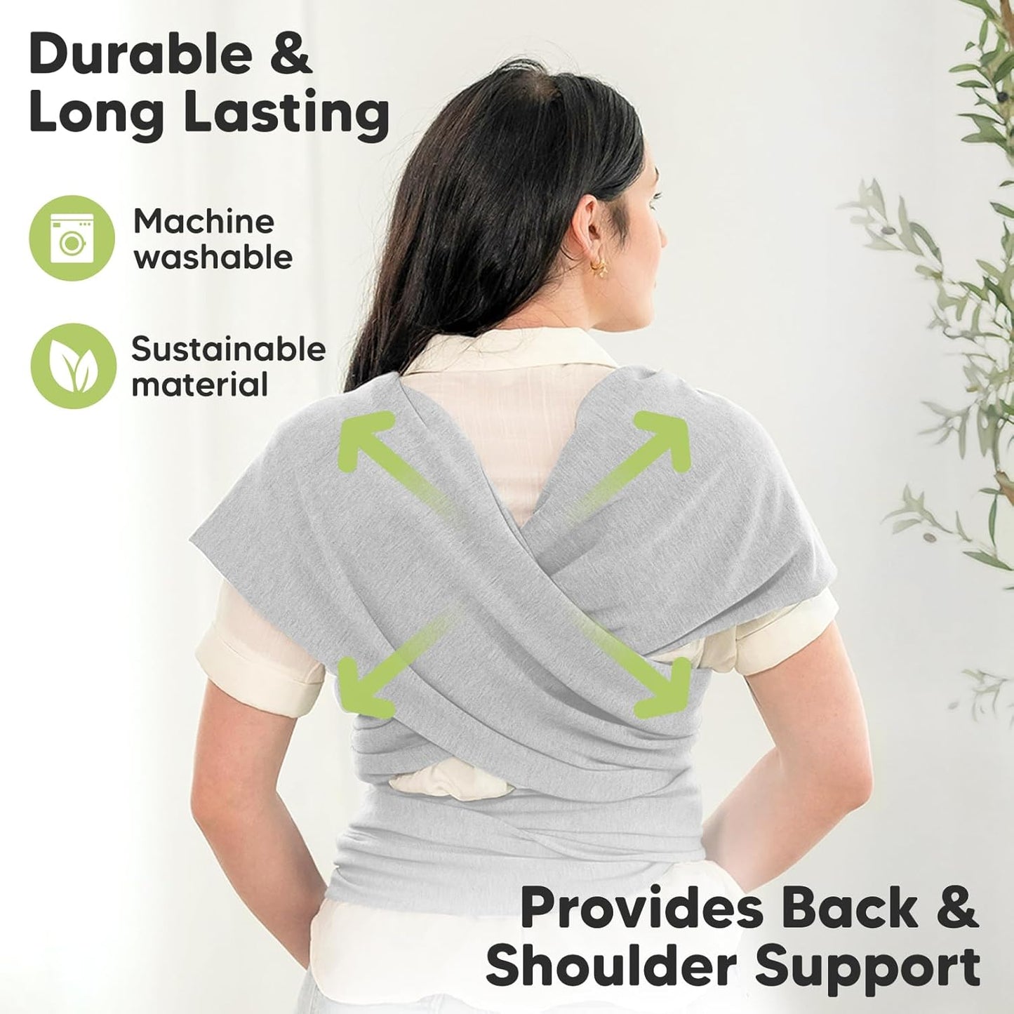 KeaBabies Baby Wrap Carrier - All in 1 Original Baby Carrier Newborn To Toddler Sling, Easy to Wear, Hands Free Bonding, Lightweight, Breathable Infant Wraps (Trendy Black)