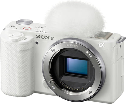Sony Alpha ZV-E10 - APS-C Interchangeable Lens Mirrorless Vlog Camera Kit - White