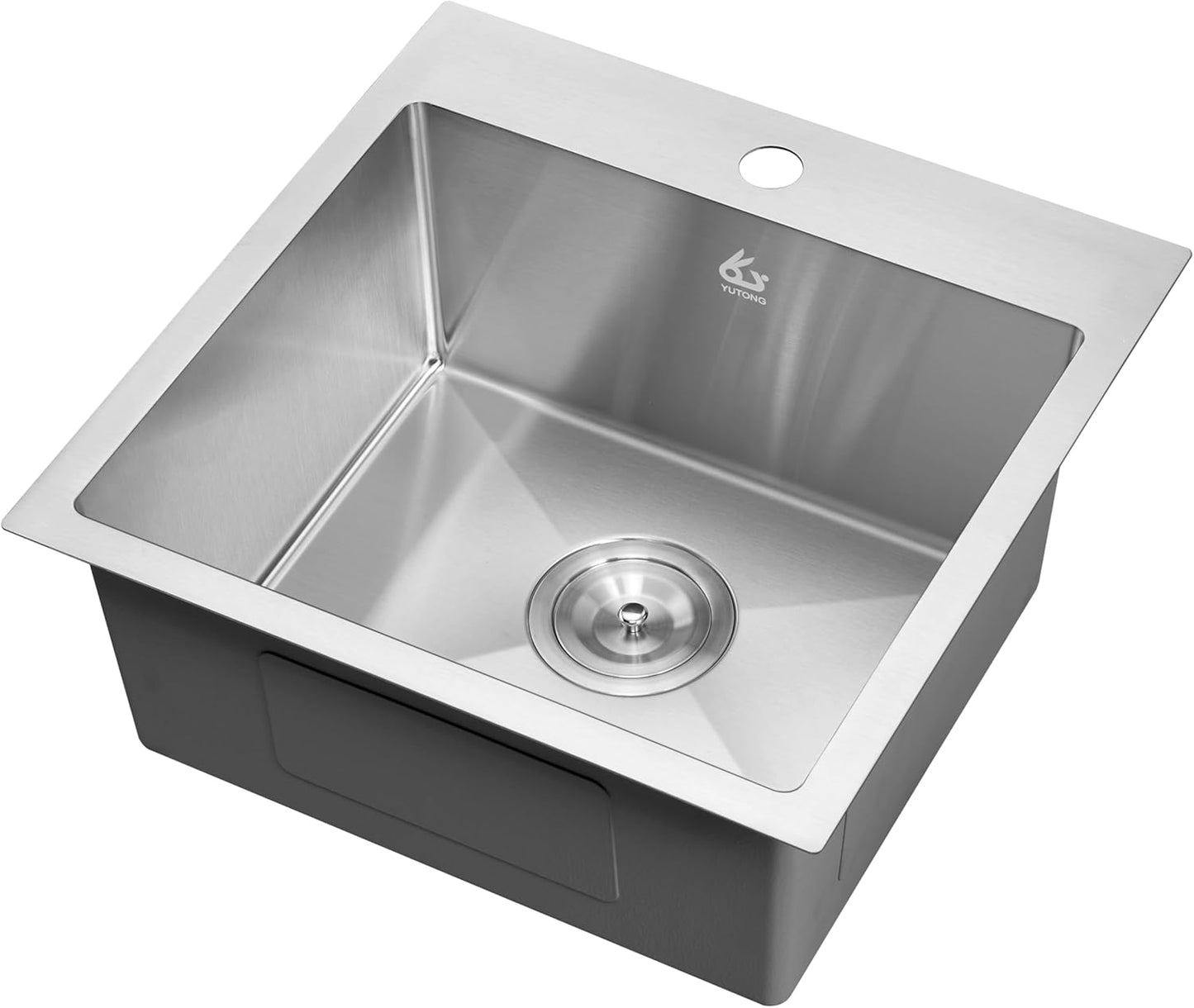 Yutong 16" x 20" Top-Mount/Drop in SS304 Stainless Steel Kitchen Black Sink Single Bowl Without Grid