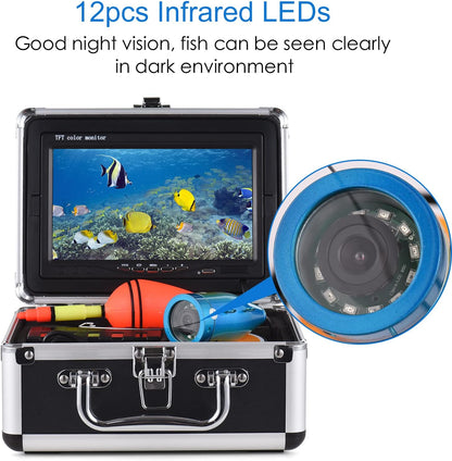 1200TVL Underwater Fishing Camera Fish Finder with 12 IR L-EDS 7Inch/9Inch LCD Display 15M/30M/50M Cable IP68 Waterproof for Sea Lake Boat Ice Fishing JOYID