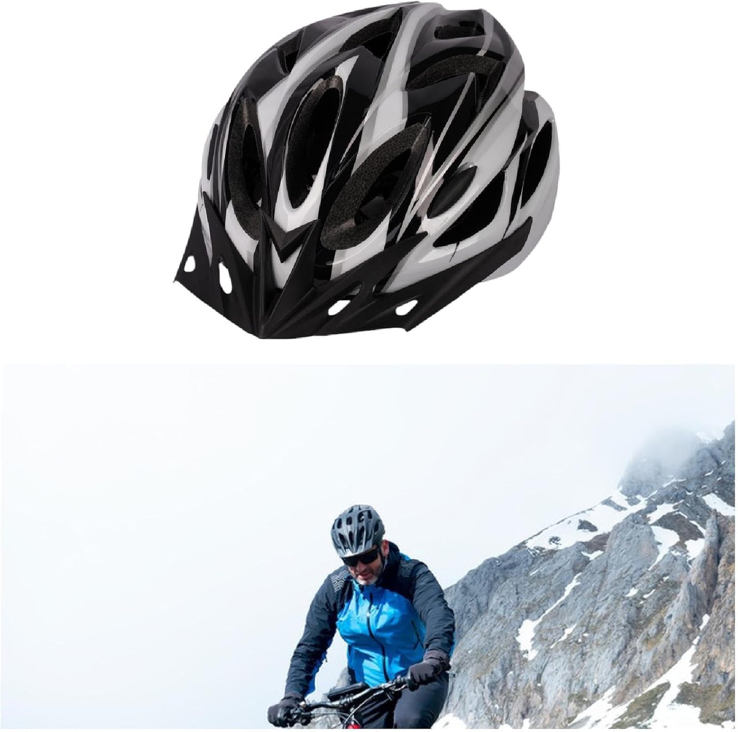 Oshhni Helmet for Women Men Bicycle Helmet Bike Helmet for Skateboarding Outdoor Climbing Biking Commuting - Black White