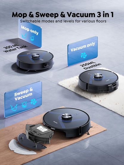 Vyzzle Robot Vacuum, 5000 Pa Robot Vacuum and Mop Gray