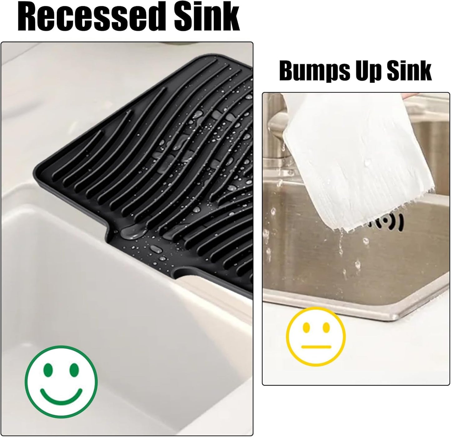 TIKNIK Silicone Dish Drying Mat for Kitchen Counter, Dish Drying Pad, Non-Slip Drain Pad with Built-in Drain, Heat Resistant Stone Drying Mat(40 L x 33 W cm, Grey)