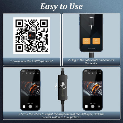 Endoscope Camera with Light, Ennovor 1920P HD, Endoscope Inspection with 8 Adjustable LED Lights, Borescope with Flexible Rigid Snake Camera, IP67 Waterproof and No WiFi Required, for Android iOS