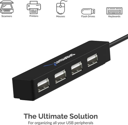 SABRENT USB hub, USB Adapter 2.0, 4 Port USB Extension with ON/Off switches, Multiple USB Splitter for SSD, PS4 PS5, PlayStation 5, Laptop, PC, Printer, MacBook, USB Stick, Notebook (HB-UMLS)