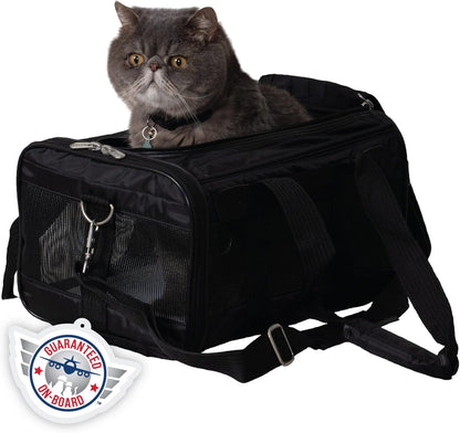 Sherpa Original Deluxe Travel Bag Pet Carrier, Airline Approved & Guaranteed-On-Board - Mesh Panels & Spring Frame, Locking Safety Zippers, Machine Washable Liner - Charcoal Gray, Medium