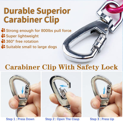 Dog Tie Out Cable Chew Proof, Long Dog Leash 30FT, Dog Runner for Yard Heavy Duty, Dog Chains for Outside, Sturdy Long Line Lead for Dogs Training Outdoor in Yard or Camping
