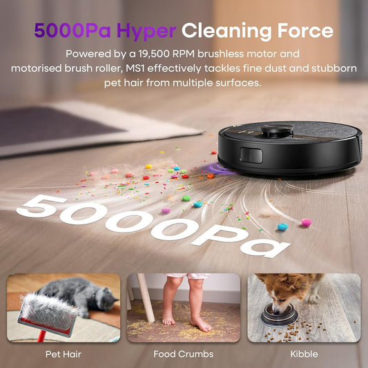 MONSGA Robot Vacuums and Mop, 5000Pa Robotic Vacuum with Lidar Navigation, 180mins Runtime, Tangle-Free Robot Mop, 5 Editable Maps, APP/Remote Control, Ideal for Hard Floors and Carpets - PuriLite