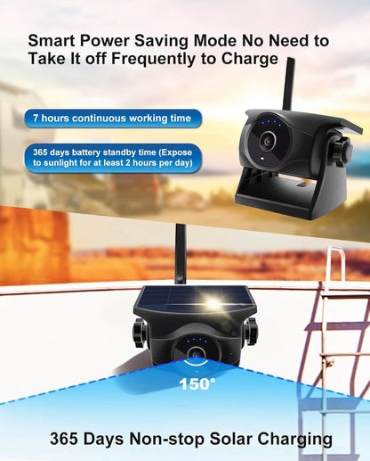 STONVUE 1080P Solar Wireless Backup Camera -Magnetic Hitch Rear/Front Camera with Night Vision, 365-Day Standby, Waterproof, Rechargeable Battery for Horse Trailer RV Truck Car for Phone Pad Android