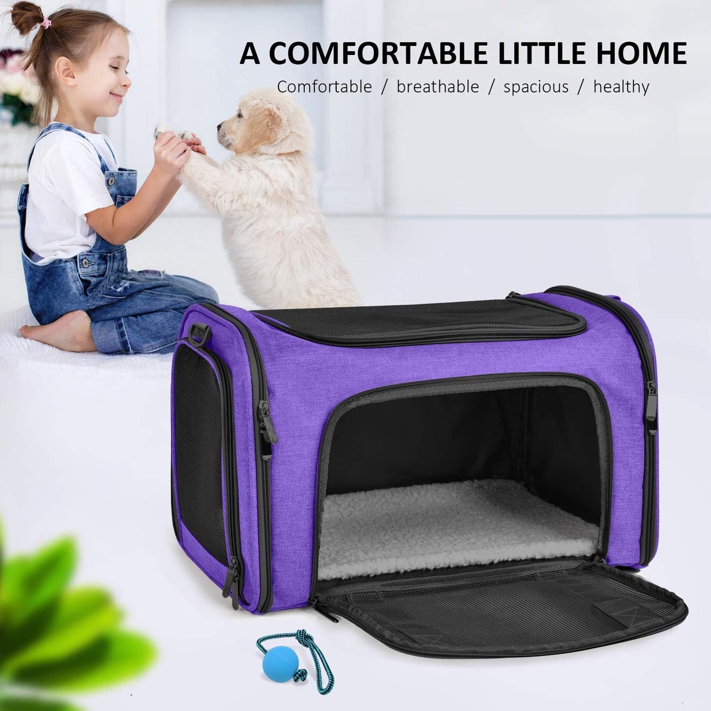 Henkelion Cat Carriers Dog Carrier Pet Carrier for Small Medium Cats Dogs Puppies up to 15 Lbs, Airline Approved Small Dog Carrier Soft Sided, Collapsible Waterproof Travel Puppy Carrier - Purple