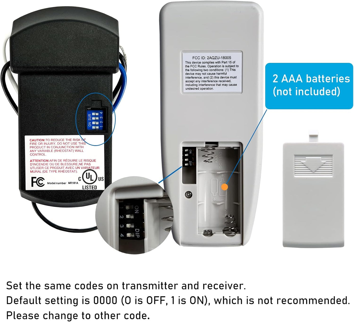 YukiHalu Universal Ceiling Fan Remote Control Kit, 3 Fan Speeds and Light Dimmer, for Hunter Harbor Breeze Westinghouse Honeywell and Others