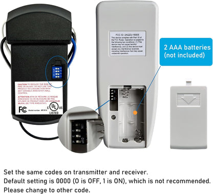 YukiHalu Universal Ceiling Fan Remote Control Kit, 3 Fan Speeds and Light Dimmer, for Hunter Harbor Breeze Westinghouse Honeywell and Others