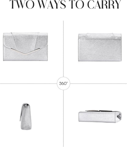 Vaschy Clutch Purse for Women,Fashion Envelope Evening Small Formal Handbag Fold-over Crossbody Shoulder Bag Wedding,Party