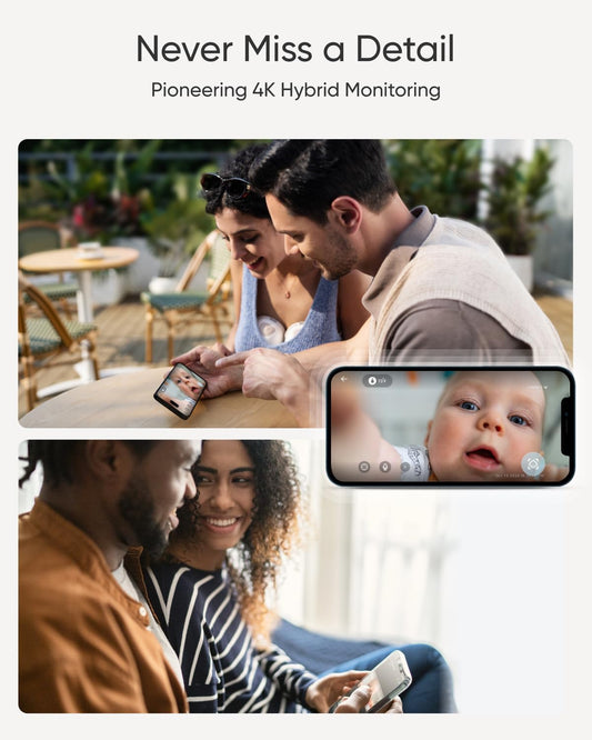 eufy Baby Monitor E21 with 4K Camera, Hybrid Wi-Fi and No Wi-Fi Connection, App and Monitor Control, Ultra-Clear Night View, Pan-Tilt, 8× Zoom, Portable Camera with Built-In Battery, ANR, Smart Alerts