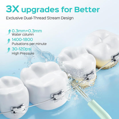 COSLUS Water Teeth Flosser: 300ML Cordless Electric Water Tooth Flossing Rechargeable IPX7 Waterproof Portable Travel Flossers Set for Teeth