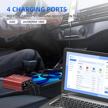 SUNWHEEL 4000W Pure Sine Wave Inverter, 12V DC to 110V/120V AC Power Inverter for RV、Microwave、Off Grid、Truck、Refrigerator、Air Conditioner with 4 AC outlets and LCD Display