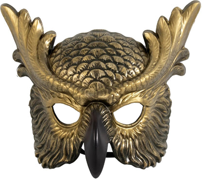 whitefeather Decorative Owl Masquerade Mask, Half Face, Halloween Costume Accessory