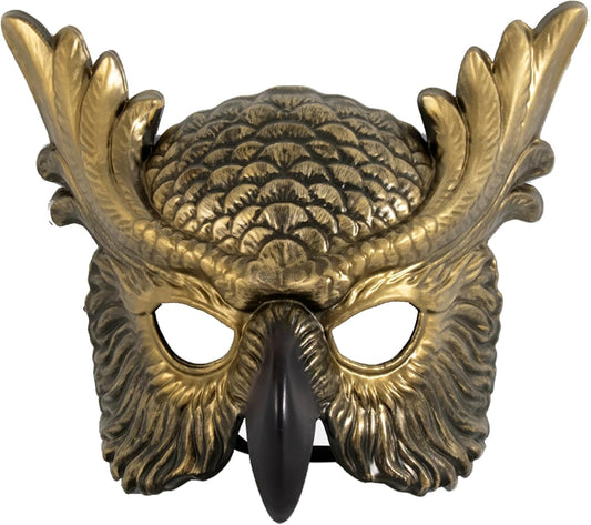 whitefeather Decorative Owl Masquerade Mask, Half Face, Halloween Costume Accessory