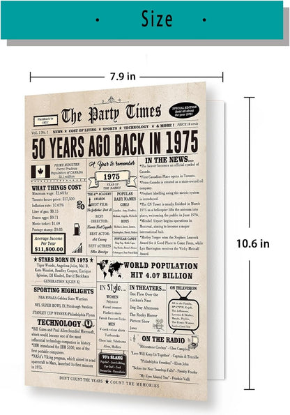 Large 50 Years Old Birthday Gifts for Women Men,Happy 50th Birthday Card for Husband Wife, Retro 50 Years Old Birthday Gifts for Mom Dad