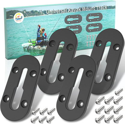 Huntury Kayak Track, Kayak Low Profile Track, Kayak Rail, Kayak Accessories Mount Track, Kayak Gear Track for Fishing Rod Holder, Fish Finder, Cup Holder, Anchor Cleat, Pack of 4, 4"