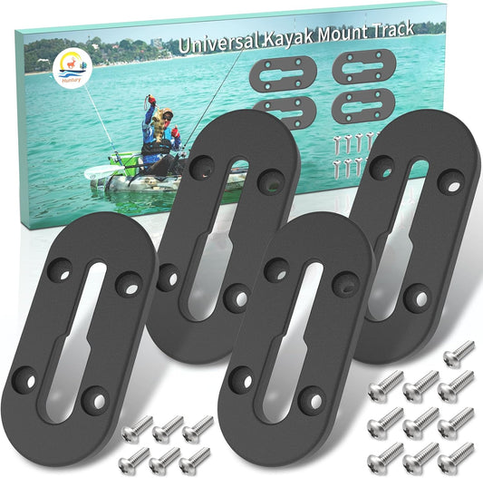 Huntury Kayak Track, Kayak Low Profile Track, Kayak Rail, Kayak Accessories Mount Track, Kayak Gear Track for Fishing Rod Holder, Fish Finder, Cup Holder, Anchor Cleat, Pack of 4, 4"