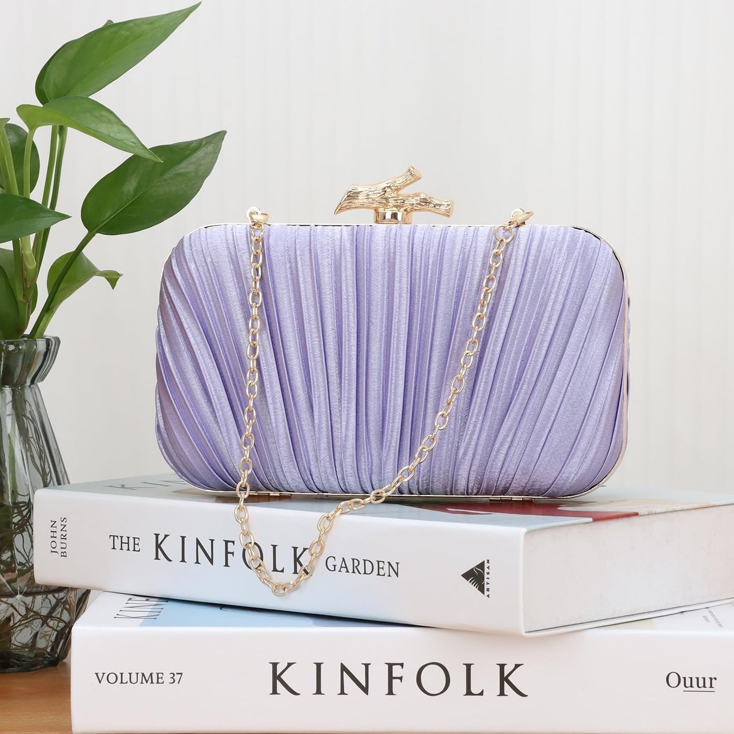 Clutch Purses for Women Evening Bag Pleated Clutch Bag with Chain Party Purses Handbag for Cocktail/Prom/Party/Wedding/Formal