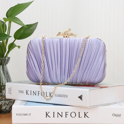 Clutch Purses for Women Evening Bag Pleated Clutch Bag with Chain Party Purses Handbag for Cocktail/Prom/Party/Wedding/Formal