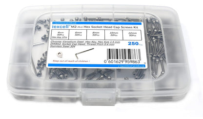 iexcell 25 Pcs M6 x 20mm Thread Pitch 1 mm Stainless Steel 304 Hex Socket Head Cap Screws Bolts Kit