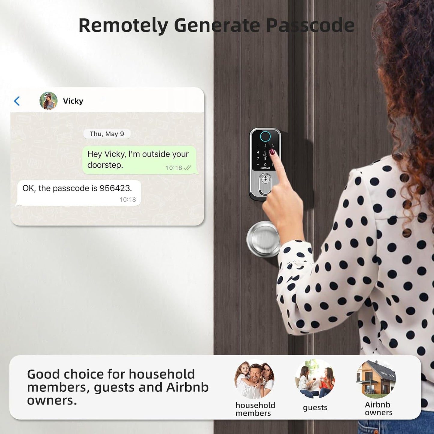 Keyless Entry Door Lock with Knob: NUTOMO Front Door Lock Set Fingerprint Deadbolt Alexa Digital Keypad Door Locks APP Remote Control Auto Lock Black