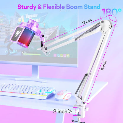 MAONO Gaming USB Microphone, Noise Cancellation Condenser mic with Mute, Gain, Monitoring, Boom Arm for Streaming, Podcast, Vocal, Twitch, YouTube, Discord, PC, Computer, PS4, PS5, Mac, DGM20S