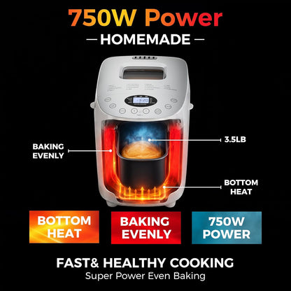 Davivy Bread Machine 3.5LB Large Capacity, 850W Automatic Bread Maker with 15 Programs (Gluten Free, Homemade Memory, Dough Shortcut), 15H Delay Timer, 1H Keep Warm, Nonstick Pan