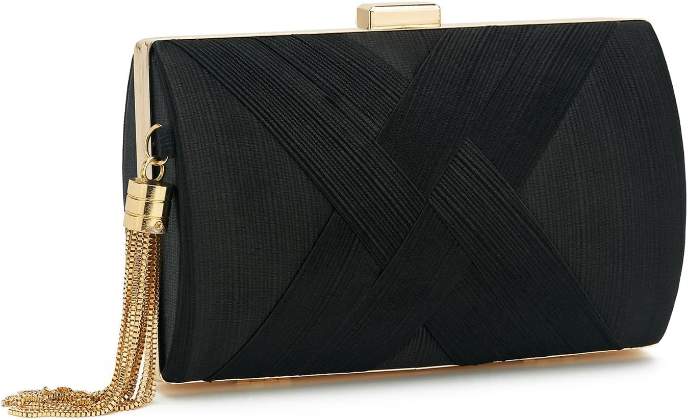 ZOOEASS Women Clutch Bag Evening bag Fringed Evening Handbag,Lady Party Wedding Clutch Purse Chain Shoulder Cross Body Bag - PuriLite