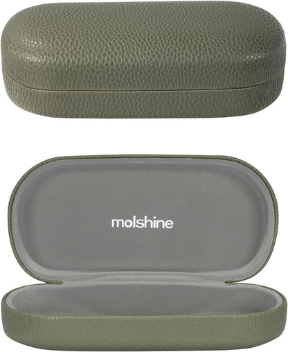 molshine Hard Shell Leather Sunglasses Case,Classic Large Glasses Case for Women Men,Sunglass Eyeglasses